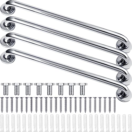 Tatuo Barras de agarre para bañeras y duchas, 4 unidades, acero inoxidable, plateado, pulido