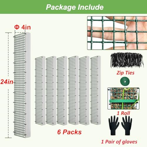 60"/40"/24" Metal Moss Pole, D Shape Sphagnum Moss Pole, Moss Poles for Climbing Plants, Monstera, Indoor Climbing Plants (6Pcs 24")