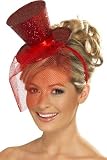 Smiffys, Fever, Damen Mini Hut auf Haarreif, One Size,Rot