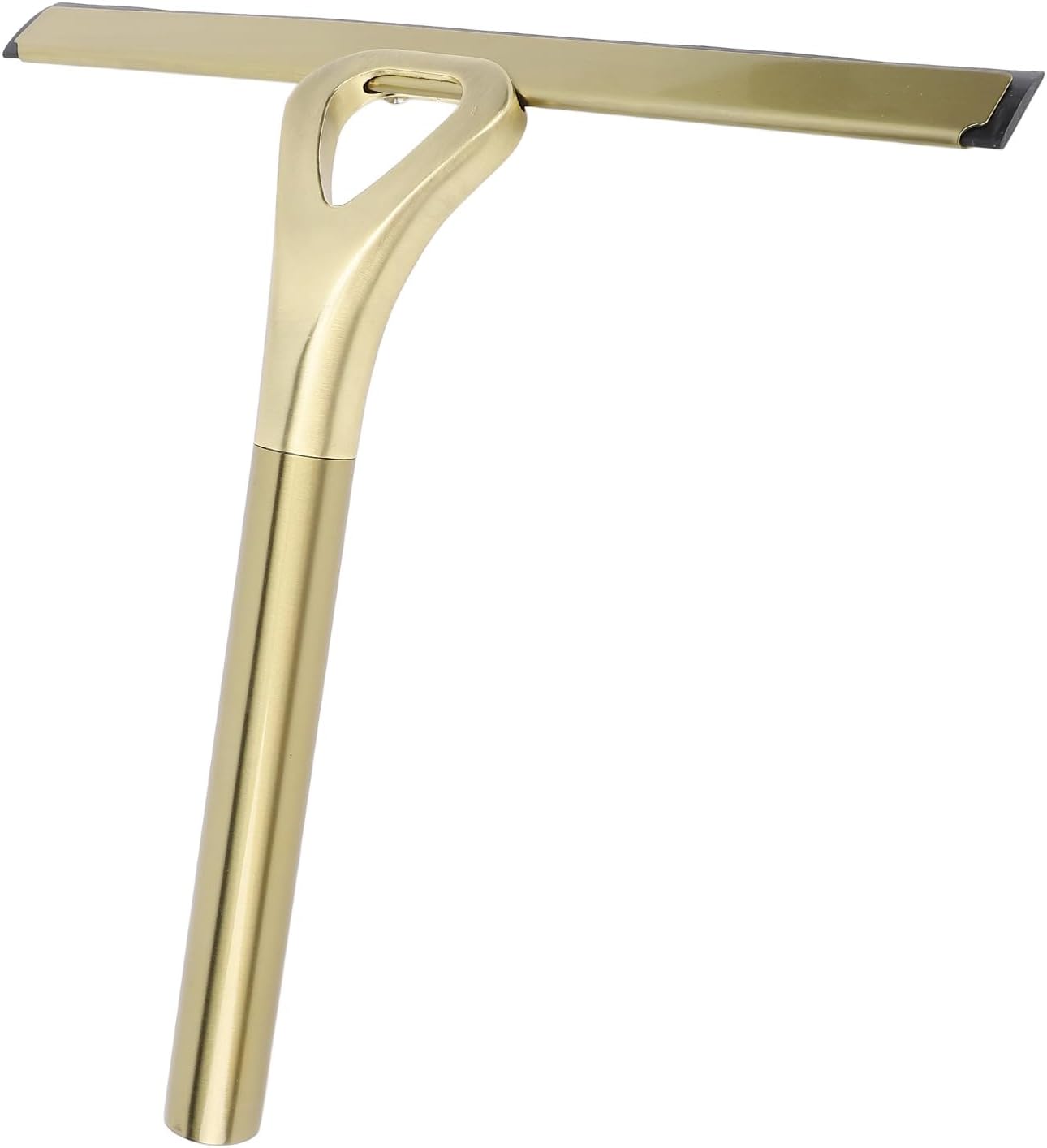 304 Stainless Steel Silicon Shower Squeegee Scrubber, Multifuntional Bathroom Cleaner Wiper for Shower Glass Door with Adhesive Hook, Mirrors, Bathrooms,Kitchens (Gold)