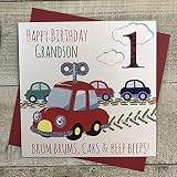WHITE COTTON CARDS G82-1GS 'Happy Birthday Grandson 1' ręcznie wykonana kartka na 1 urodziny