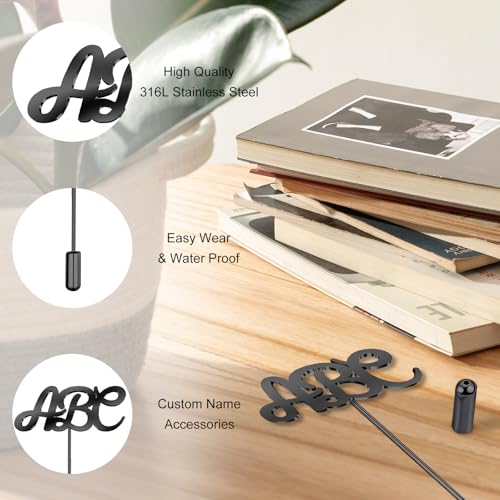 Image of Custom Lapel Pin for Women Men - Name Brooch Pin Personalized Stainless Steel for Wedding Business Party - Gold /Silver /Black Customized Jewelry Gifts