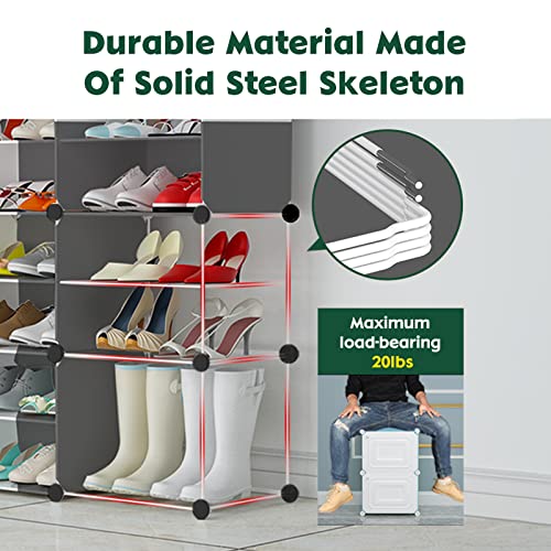 Jomifin Shoe Rack Storage Cabinet With Doors, Portable Shoes Rack Organizer, Expandable Standing Rack, Storage 36-72 Pairs Shoes, Boots, Slippers For Entryway, Bedroom, Bedroom 6-Tier(Black) #TOP3