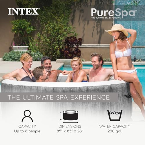 Image of INTEX PureSpa 6 Person Inflatable Hot Tub with Energy-Efficient Spa Cover