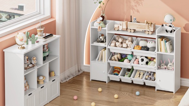 Watch FOTOSOK 55''Large Toy Storage Organizer with 8 Toy Bins on