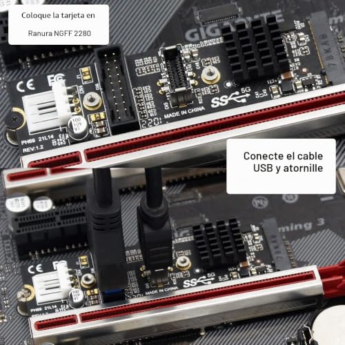 Conector Cablecc USB 3.1 Tipo E para actualización de almacenamiento NVME NGFF en PC 5