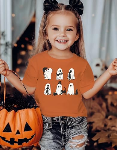 Ghost Cat Halloween Toddler T-Shirts Cute Spooky Season Graphic Tee Tops Black Cats Lover Clothes3