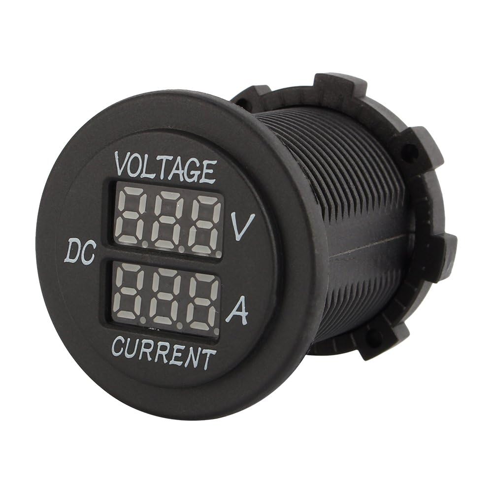 Voltmetro digitale a LED 12 a 24 V, amperometro digitale 2 in 1, tester di corrente e tester di tensione, display digitale a LED rosso, per auto, moto, camion, barche marine