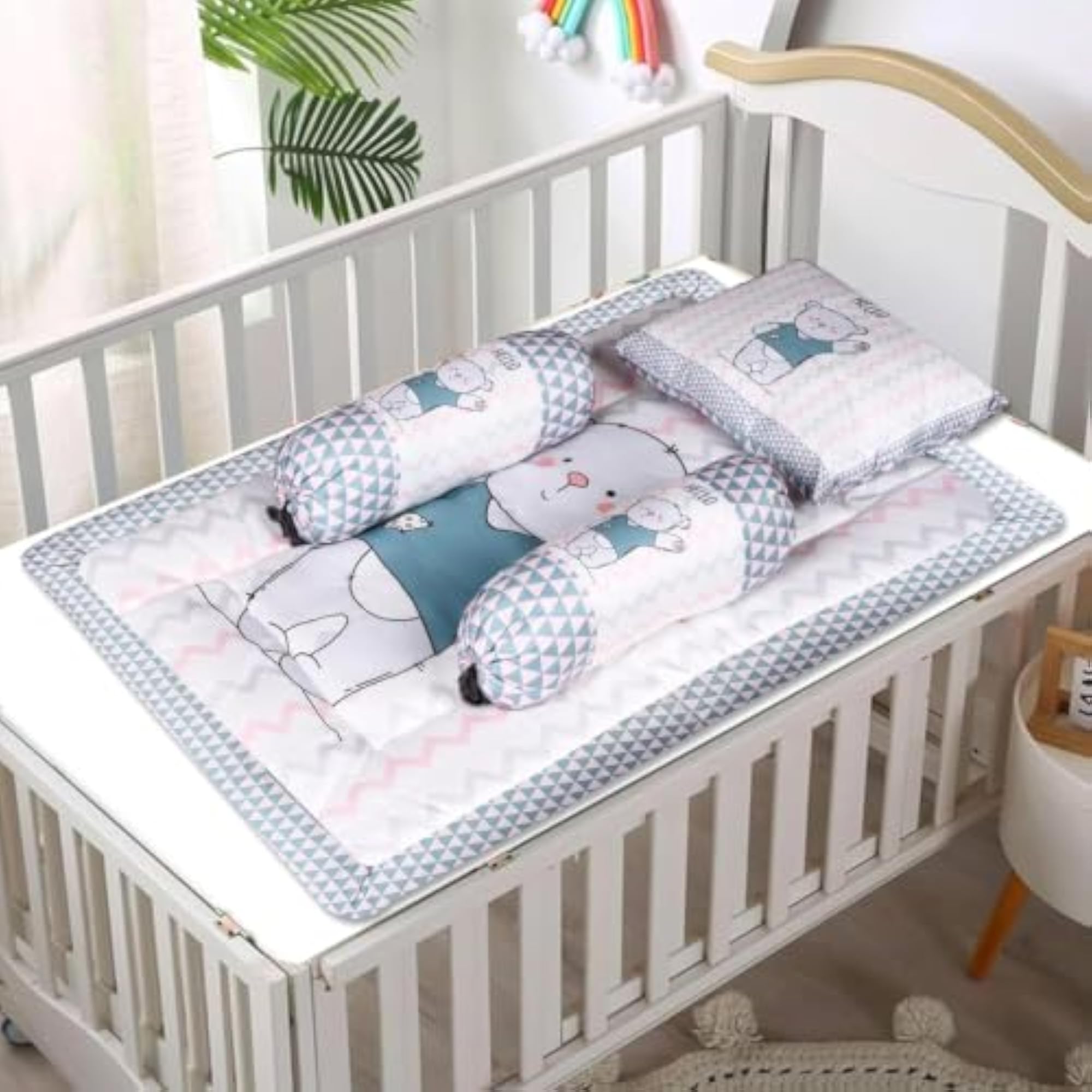 Baby Bedding Set with 2 Side Pillows & 1 Head Pillow