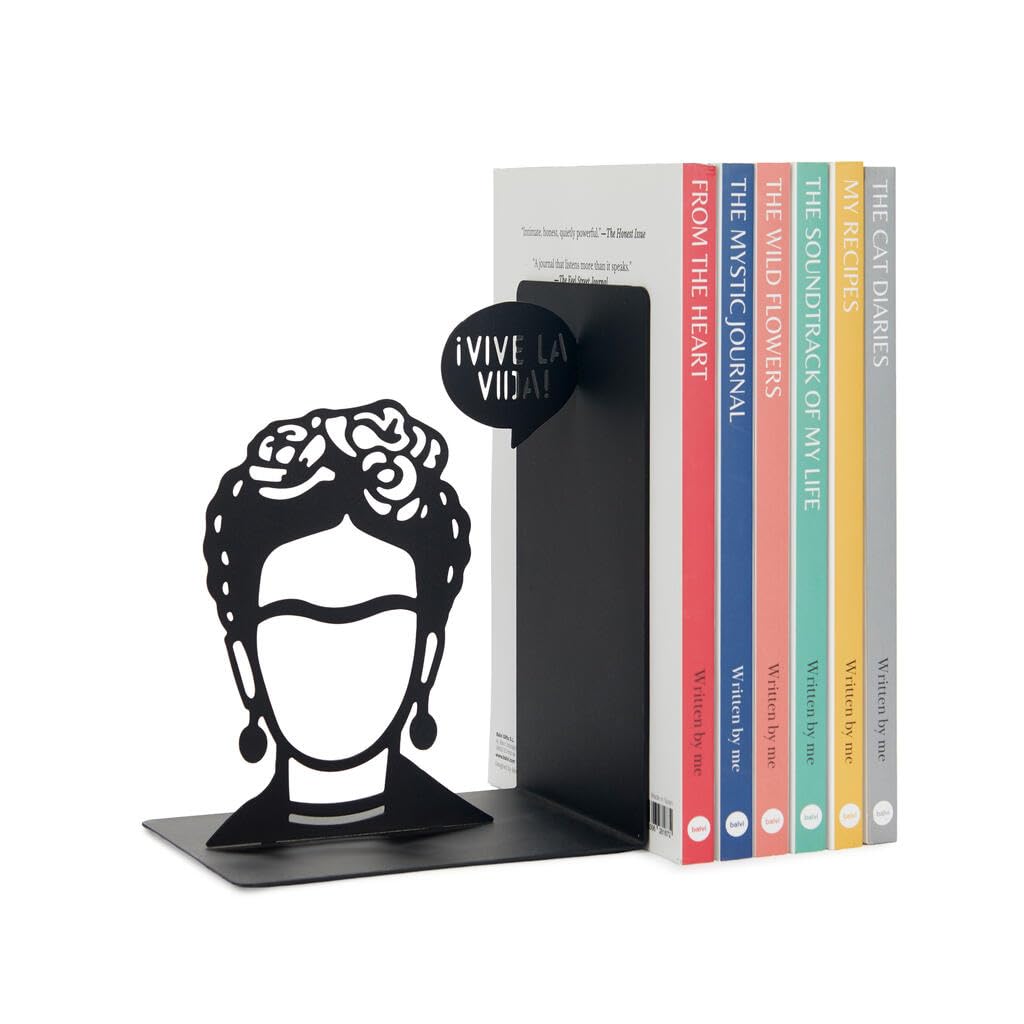 Balvi Buchstütze Frida Schwarz Farbe Buchstütze dekorative Figur mit der ikonischen Frida Eisen 17 cm