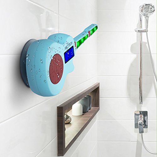 Guitarix Wireless Bluetooth Shower Speaker | High Tech Guitar Speakerphone With Lcd Music Synch Lights | Fm Radio, Mp3 & Smartphone Track Player | Portable, Waterproof, Dustproof & Hands Free Design #TOP1