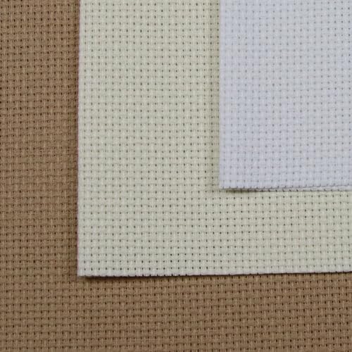 Image of KCS 3 pc of 12 inch x 18 inch 14CT Counted Cotton Aida Cloth Cross Stitch Fabric (White+Oatmeal+Khaki)