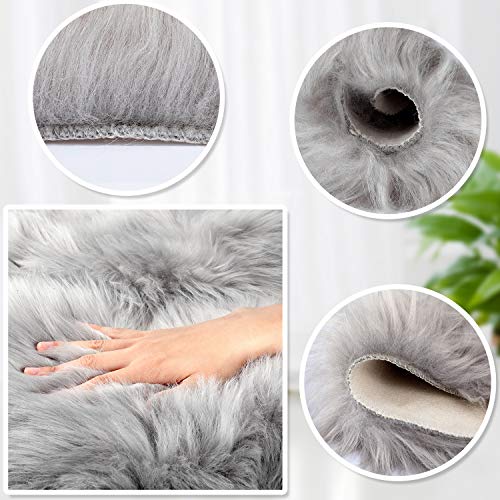 2 Pieces Fluffy Heart Shaped Rug Faux Area Rug Bushy Room Carpet For Home Living Room Sofa Floor Bedroom, 12 X 16 Inch (Gray) #TOP6