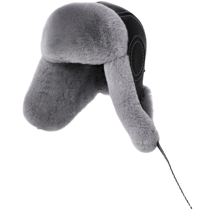 Gorro de Invierno Térmico Llegada de los hombres Sombreros de bombardero Invierno Hombre ruso Cálido Sombrero de cuero de piel de oveja real Hombre Gorras de piel real Sombrero de Aviador para Esquiar