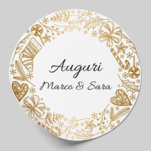 Personalisierte Aufkleber für Weihnachtsgrüße - Aufkleber mit personalisierbarem Text (Weihnachten 6, 6 cm) Cover