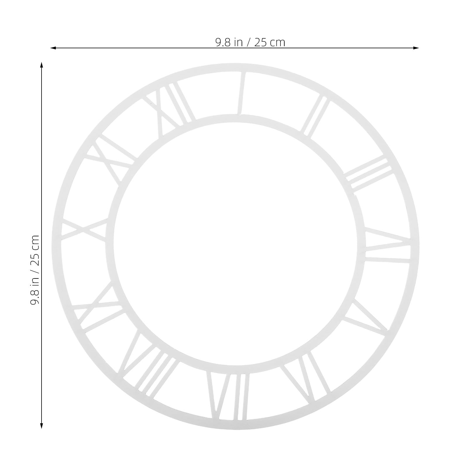 VALICLUD Horloge murale acrylique cadran rond 25,4 cm argent chiffres romains bricolage horloge murale autocollant pour salon hôtel entrée décoration