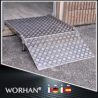 WORHAN Mobil Schwellenrampe Variable Höhenverstellung Ladeplattform Stufenrampen Rollstuhlrampe Alu Aluminium Rampe Türschwellenrampe TR127 – Ansicht 8