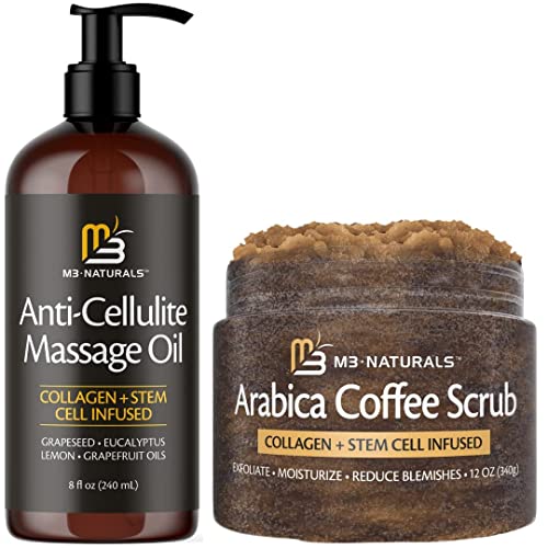 M3 Naturals Anti Cellulite Massage Oil + Arabica Coffee Body Scru...