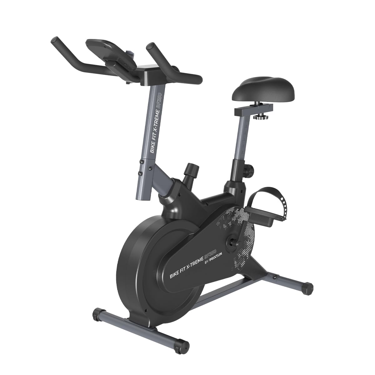 PRIXTON Bicicleta Estática Bike Fit Xtreme para cardio y fitness, Bicicleta de Spinning con Resistencia 6 kg, 7 niveles, Pulsómetro y Pantalla LED, Soporte para dispositivos