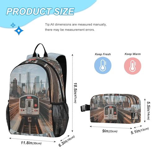 New York City Subway Backpack with Lunch Bag for Kids Boys Girls Travel School Backpack Set2