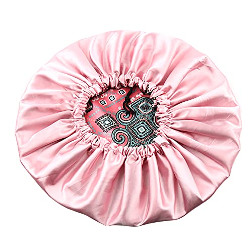 Image of Stain Bonnet Silk Sleep Cap Adjustable Satin Cap for Night Sleeping Hair Bonnet Reversible Double Layer