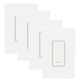 Smart Light Switch with Timer Function, Single Pole, 2.4GHz Wi-Fi in-Wall Switch, Neutral Wire Required, Compatible with Alexa and Google Assistant, No Hub Required, White(4 Pack)