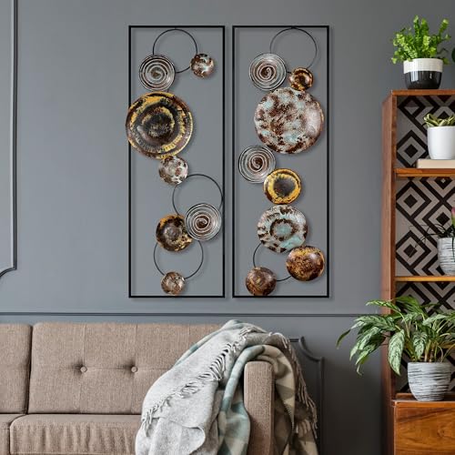Accessoires muraux décoratifs peints à la main métal déco maison art 32x92cm - 3