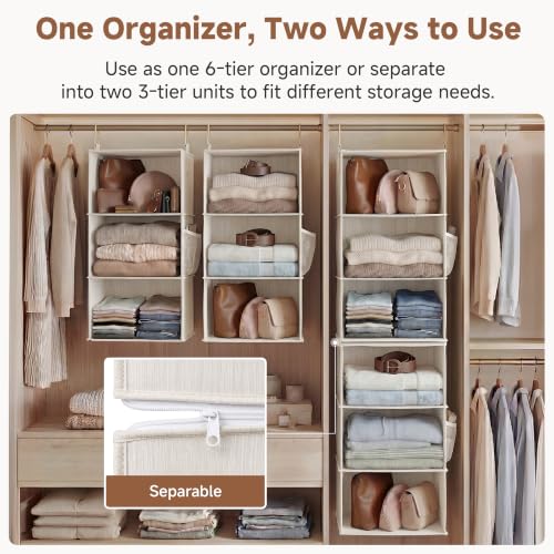 StorageWorks-6-Shelf-Closet-Organizers-Two-3-Shelf-Separable-Hanging-Shelves-for-Closet-12-12-D-x-12-12-W-x-47--H-Mixing-of-Beige-White-Ivory