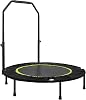 Foldable Fitness Trampoline for Adults - Max 400lbs Capacity, Steel Frame Exercise Rebounder with Adjustable Handrail, Indoor Outdoor Mini Trampoline for Home Gym Workout
