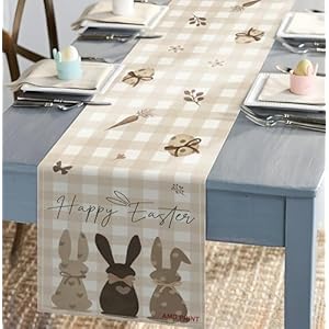 Happy Easter Table Runner 2-Ply (13"x72") - Buffalo Plaid Bunny Runner Design - Spring Table Decorations for Indoor & Outdoor Home Party Decor AMD Print Happy Easter Table Runner 2 Ply 13×72 Buffalo Plaid Bunny Runner Design Spring Table Decorations for Indoor Outdoor Home Party Decor AMD Print