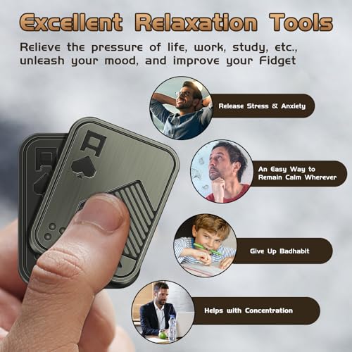 WTYCD Metal Poker Fidget Slide Toys 2Pcs, Unwind EDC Magnetic Metal Push Card, Desk Toy for Anxiety Autism Stress ADHD Relief Gifts for Adults Teens (KK+AA) - Thumbnail 7
