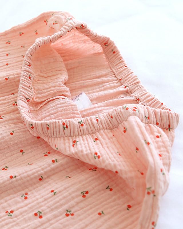 Image of codcm Womens Cotton Gauze Pajama Set Long Sleeve Button Up Shirt and Pants 2 Piece Cute Printed Pj Set