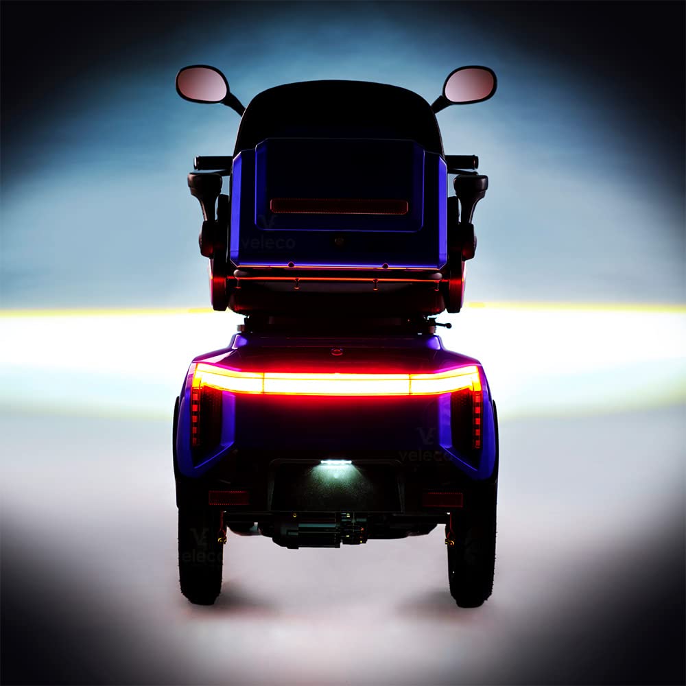 VELECO GRAVIS - Dispositivo de movilidad personal de 4 ruedas - Totalmente ensamblado y listo para usar - Seguro y estable - Full LED Lightning - Amplio almacenamiento y portavasos(Negro)