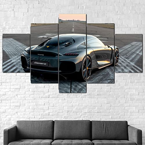 Canvas Wall Art Abstract Koenigsegg Gemera 2020 Super Car Canvas Picture - 5 Part - 125x60cm Ready to Hang - Wall Art Print - Completely Framed - Image Printed - Art on Canvas - Art Print Images