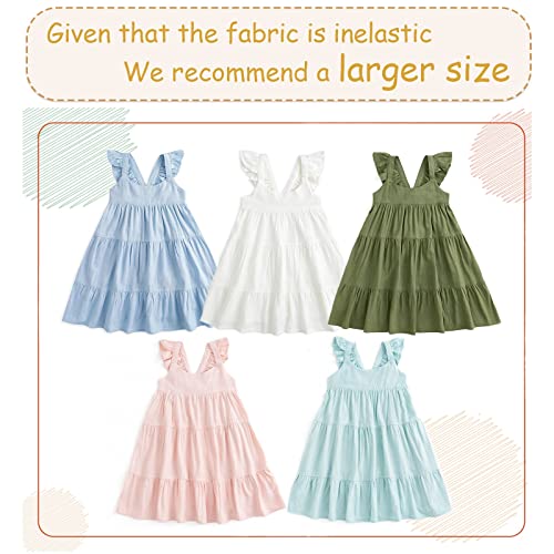 Curipeer Toddler Girls Linen Solid Dress with Smocking Girls Casual Sleeveless Dress 12M-8T3