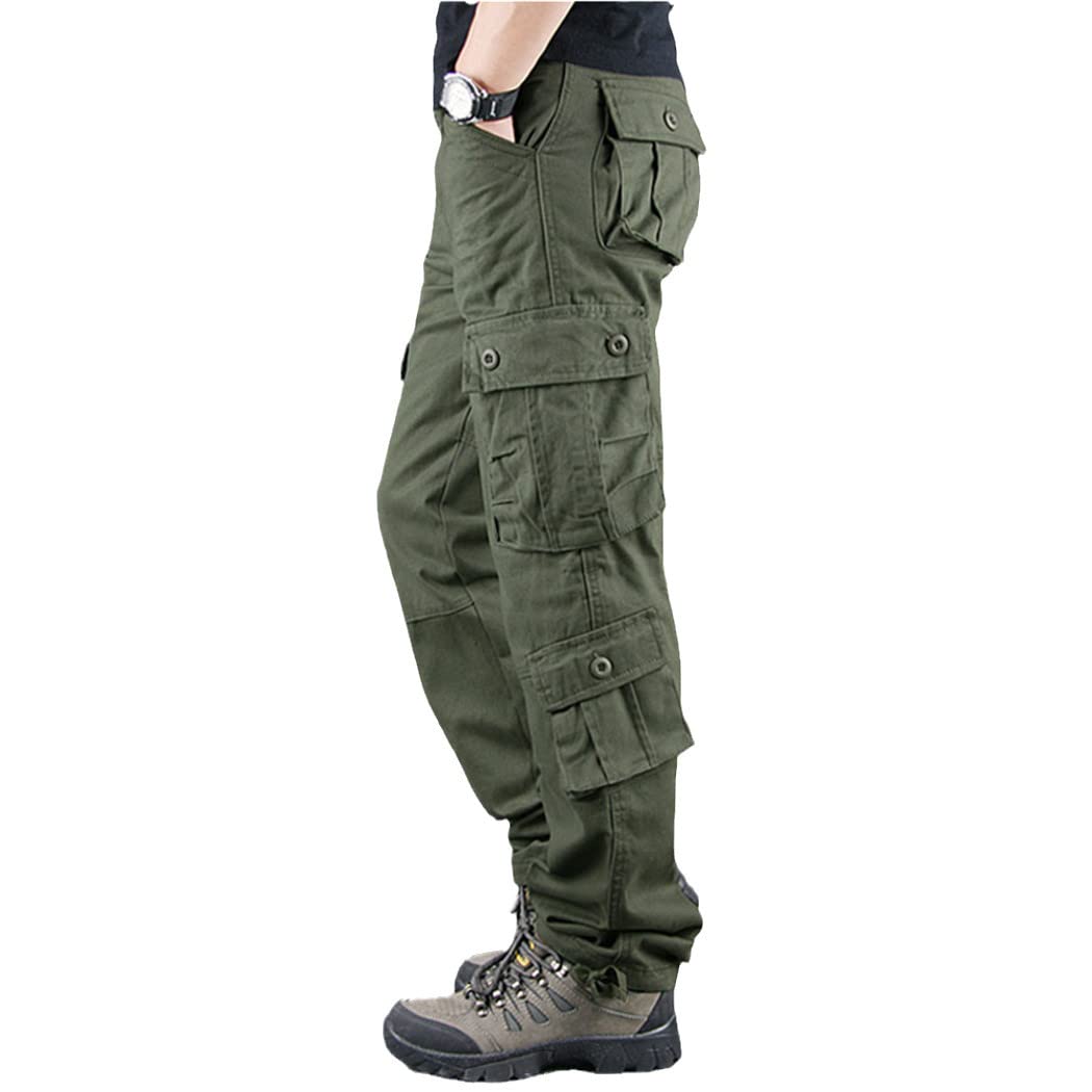 Pantalon tactique décontracté kaki avec poches multiples en coton - 7