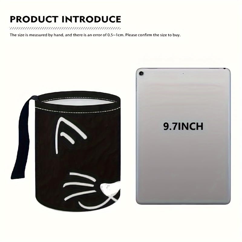 Image of Portable Reusable Waterproof Car Trash Bin, Multipurpose Vehicle Organizer, Road Trip Essentials, Polyester Canvas Material (Black Cat)
