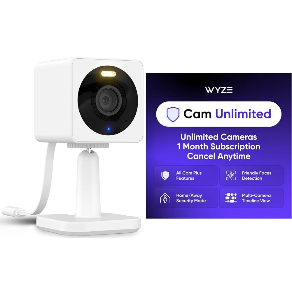 WYZE OG White 2-Pack Cam Unlimited Monthly, Covers Unlimited Cameras, Auto-Renews at $9.99/Month, Activation Required, Cancel Anytime