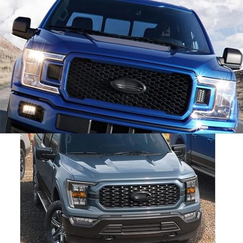 Image of 2Pcs 9.5 inch Emblem Replacement for Ford F150 Emblem Overlay Front Grille /Tailgate Rear Aluminum Oval American Flag Badge Fit 2015-2021 Years (Pack of 2 Black)