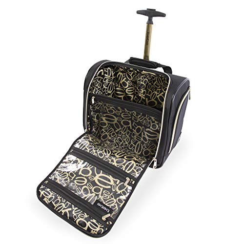 BEBE Women's Danielle-Wheeled Under The Seat Carry On Bag, Black Croc, One Size