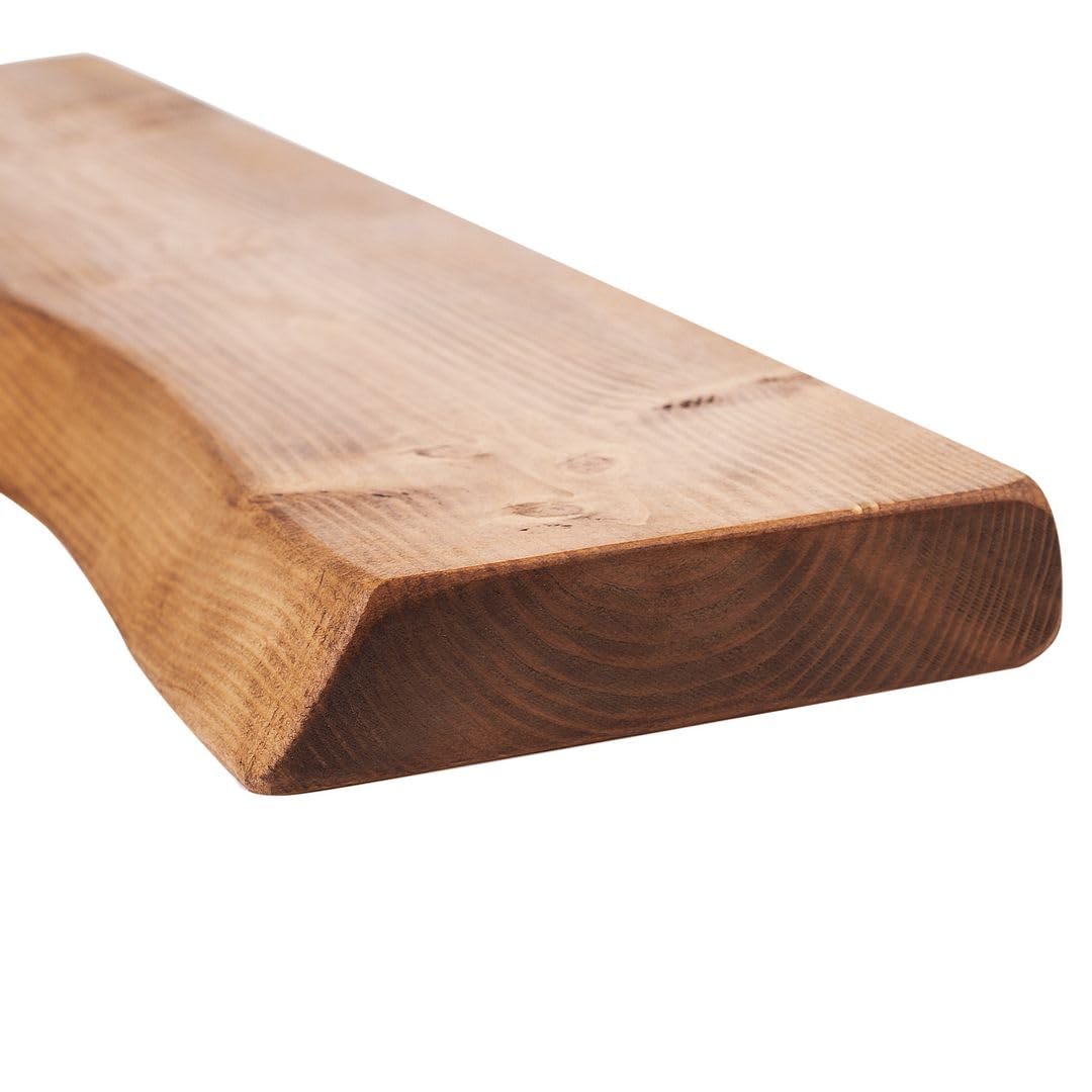 MoonTree rustikales Wandregal, lebendiger Rand, 40 cm x 16 cm x 3.8 cm, dunkle Eichenoptik