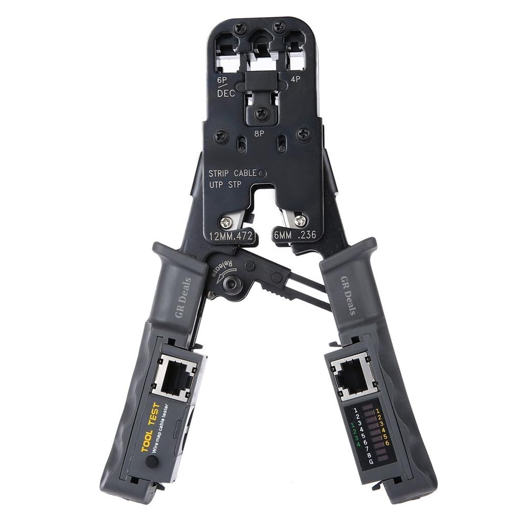 GR Deals RJ45 Crimping Tool, Network Crimper Tool for 8P 6P 4P RJ-45 RJ-12 RJ-11 RJ-9 RJ-12 DEC 6P6C Modular Plugs, Cat6 Cat5 Cat5e Stripping Cutting Crimping Network Cable Tester. (B0DDPMNBTZ) Amazon Price History, Amazon Price Tracker