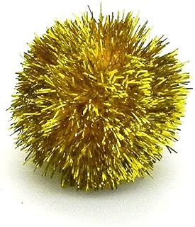 Jumbo Sparkle Ball Tuff Kitty Puff Cat Toy - (2 inch) 6 Pak Pick A Color (Gold)