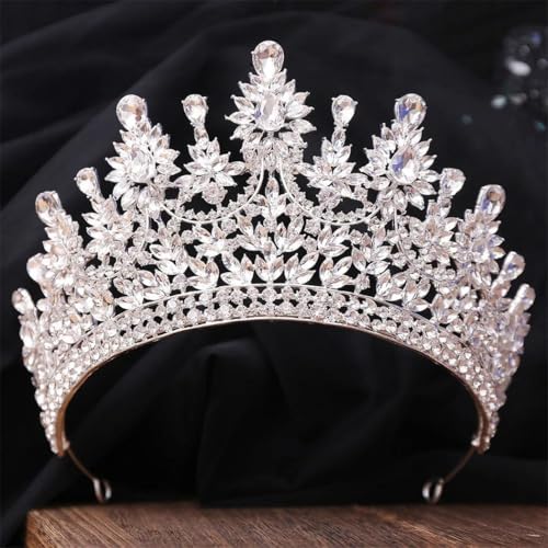 Women Vintage Baroque Style Rhinestone Bridal Large Crystal Crown Wedding