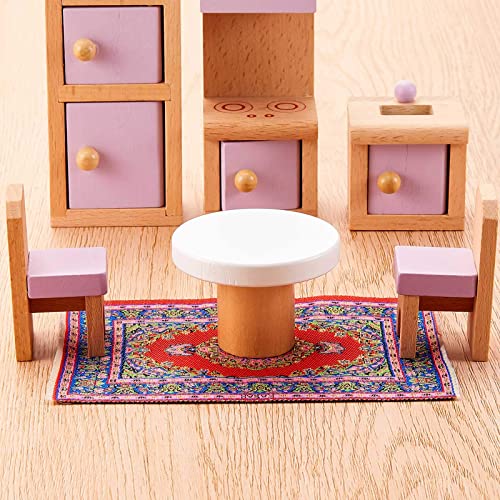 G0Lden&Mang0 4Pcs Dollhouse Decor Set, 2Pcs 1:6 Scale Dollhouse Plastic Diy Chair, 2Pcs Miniature Carpet Turkey Rugs Mini Furniture Toy Multicolor #TOP4