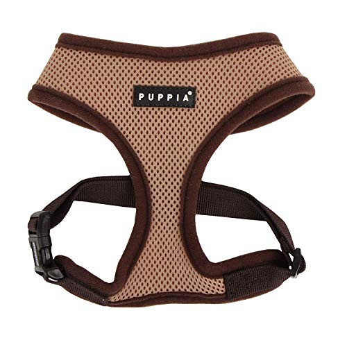 Puppia Soft Dog Harness No Choke Over-The-Head Triple Layered Breathable Mesh Adjustable Chest Belt and Quick-Release Buckle, Beige, X-Small by Puppia - Used condition - CA$10.81