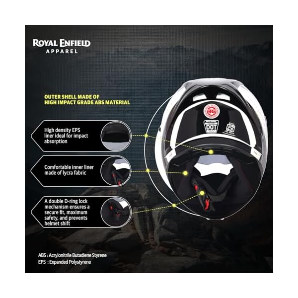 Royal Enfield SPEEDX Full FACE Blitz with Sun Visor & aerodynamic Spoiler | Certification: ISI & DOT | Liner: Dual EPS Expanded Polystyrene| UV Treated Surface | Polygiene Fabric Off-White (M) 58 CM