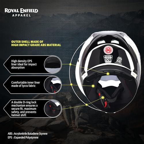 Image of Royal Enfield SPEEDX Full FACE Blitz with Sun Visor & aerodynamic Spoiler | Certification: ISI & DOT | Liner: Dual EPS Expanded Polystyrene| UV Treated Surface | Polygiene Fabric Off-White (M) 58 CM