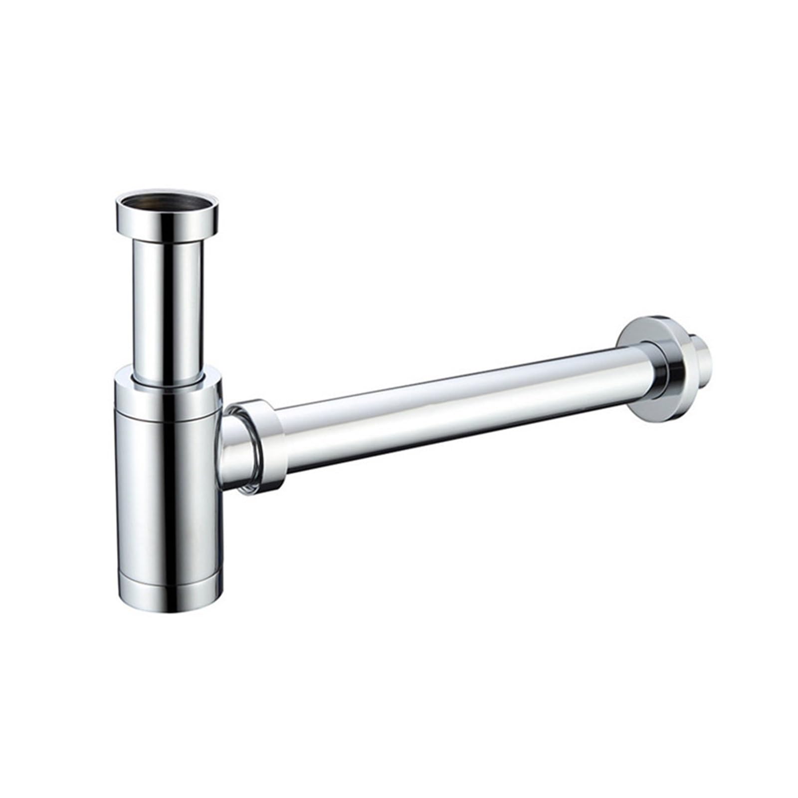 P Type Trap Brass Body Basin Wast Drain Wall Connection Plumbing P-Traps Wash Pipe Bathroom Sink Trap for Home(Chrome)