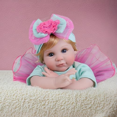 Image of Milidool Lifelike Reborn Baby Dolls, 22 inch Weighted Cute Soft Body Realistic Newborn Baby Doll Real Life Baby Dolls Girl Gift with Feeding Toy Accessories Set for 3+ Years Old Kids, Grandma